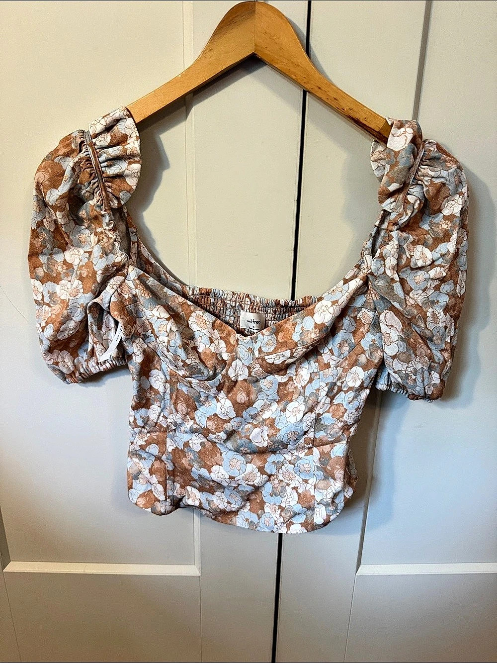 Wilfred Novella Shortsleeve Blouse Floral Crop Top Small